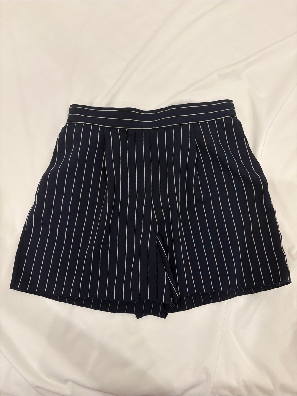 Babaton Navy Pinstripe Bermuda Shorts